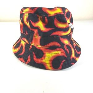 Fire Flames Bucket Hat by Petals and Peacocks One Size Faded black
